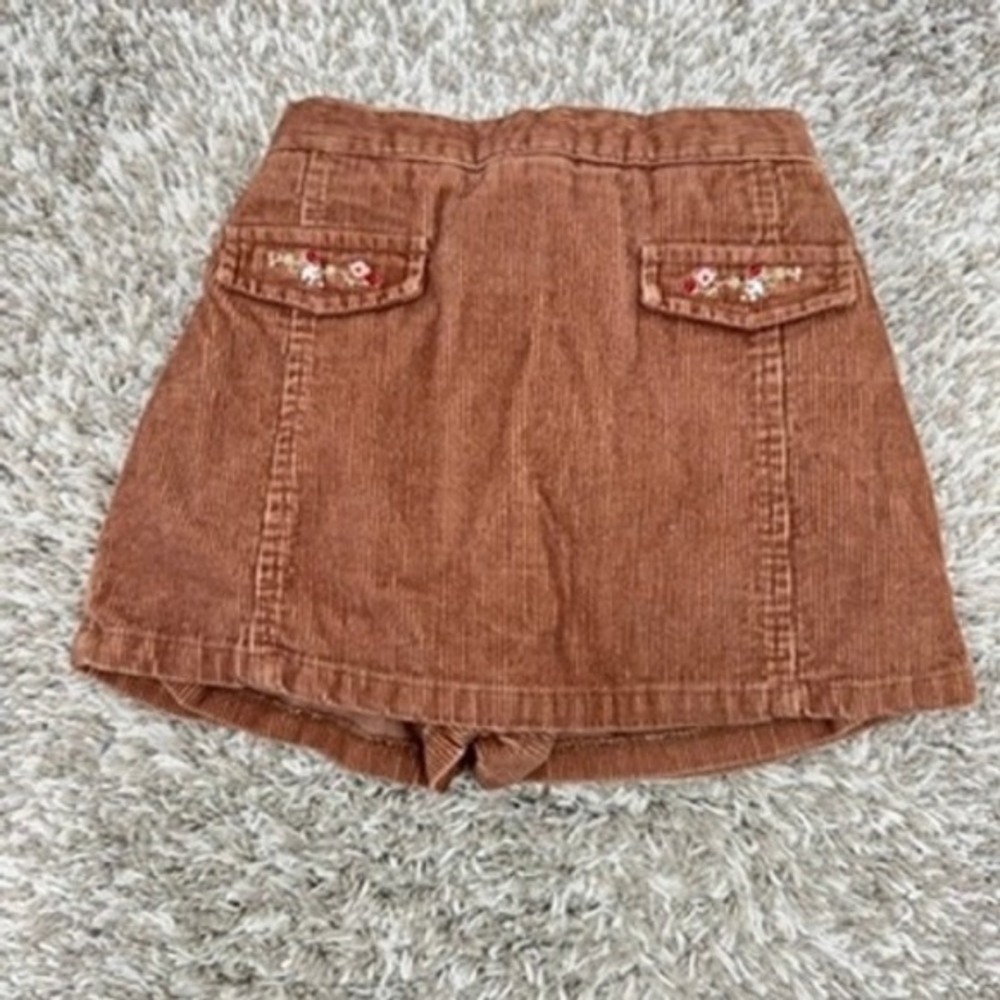 Vintage Corduroy Skort Girls 24M Brown Floral Embroidery Retro Y2K‎ 90s Girly